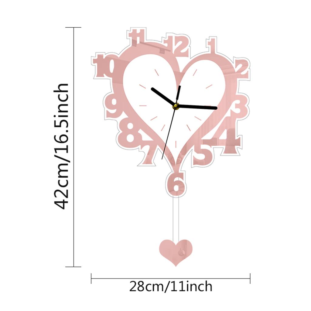 Wall Clock Modern Lightweight Decorative Hanging Clock Heart Shaped Timepiece for Living Room Office Kitchen Bedroom Decor