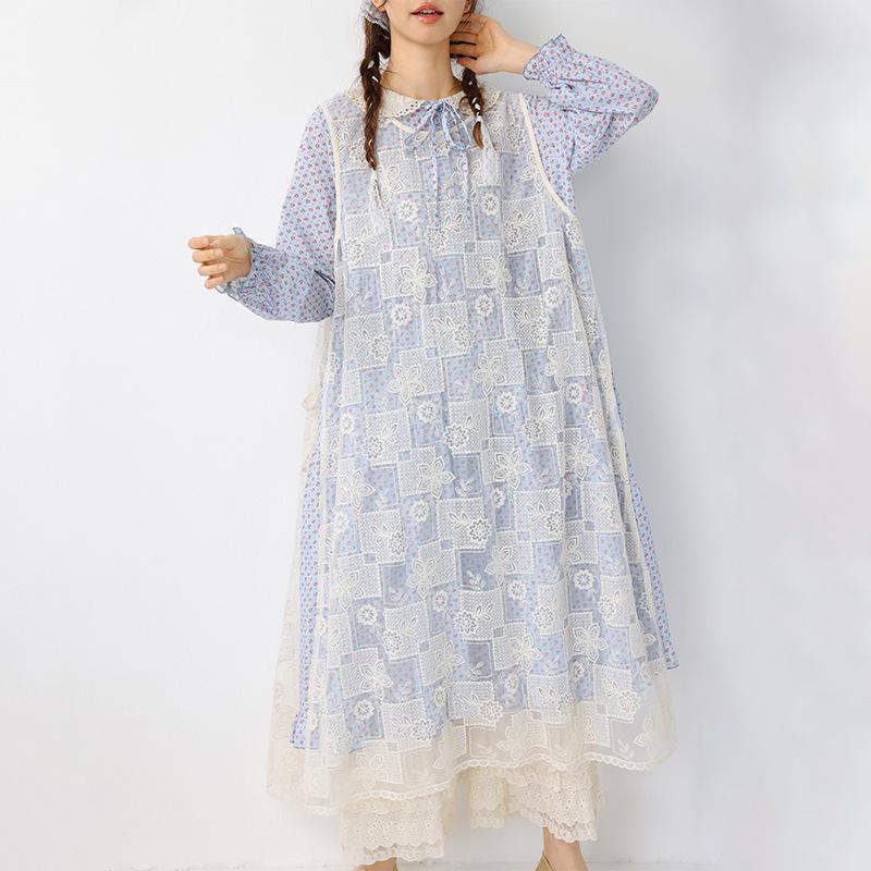 Сладкое многослойное платье-жилет в стиле Мори с вышивкой One Size