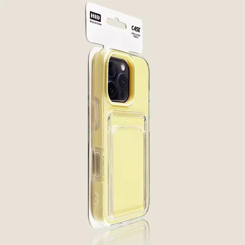 Candy Transparent Soft Silicone+PC Card Slot Case For iPhone 17 Air 16E 15 14 13 12 11 Pro Max Luxury Jelly Wallet Bumper Cover