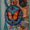 Retro Colorful Hummingbird Iris Window Glass Electrostatic Sticker Detachable Decorative Film Home Decoration