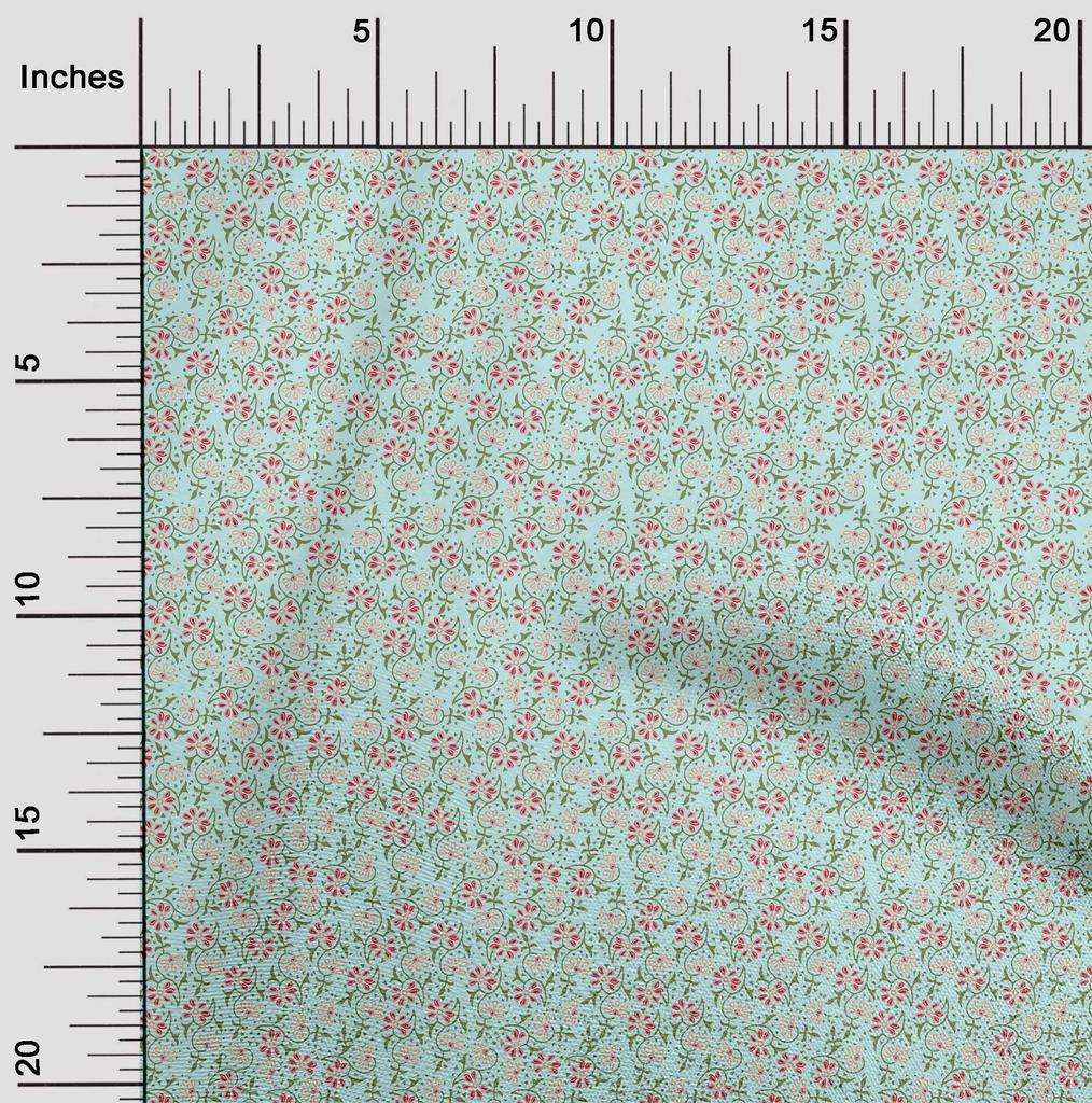 oneOone Cotton Flex Fabric Floral Block Print Fabric BTY 40 Inch Wide