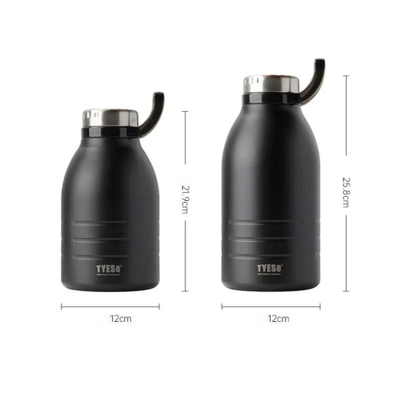 TYESO 1.5/1.9L Sports Thermos Cup Stainless Steel Insulated Mug with Portable Carry Ring Large Capacity Outdoor Travel Ice Mug