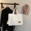 Korean Style Corduroy Tote Bag Simple Cloth Handbag Cute Canvas Shoulder Bag  Women