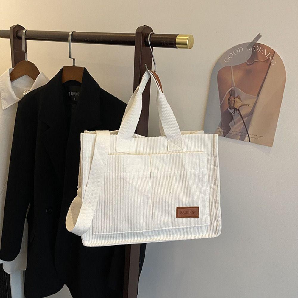 Korean Style Corduroy Tote Bag Simple Cloth Handbag Cute Canvas Shoulder Bag  Women