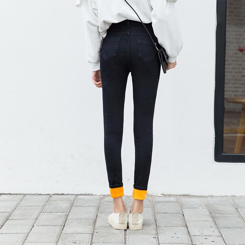 Women's High-Waisted Skinny Jeans - Spring/Autumn 2024 Korean Style Slimming Elastic Pencil Pants with Velvet.