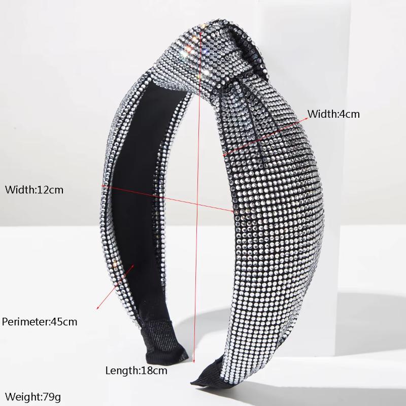 Retro Baroque Style Super Sparkling Full Diamond High Skull Knot Wide Edge Headband Hair Accessory For Women