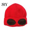 Outdoor Winter Hat Knitting Solid Color Warm Knitted with Glasses Decor Elastic Windproof Travel Cycling Daily Wear