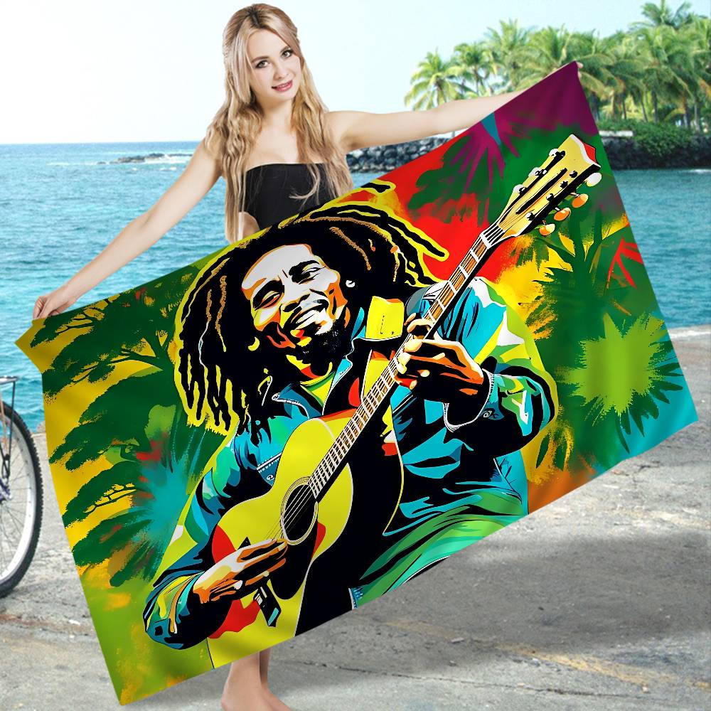 Bob Marley Rasta Löwe Mikrofaser Bedrucktes Strandtuch Bergsteigen Yoga Strand Schwimmen Laufen Saugfähiges Weiches Handtuch