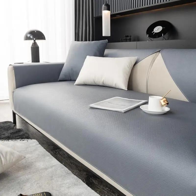 Simple Solid Color Sofa Mat Four Seasonal Universal Waterproof Furniture Cover Urine Proof Pet Non Stick Fur Protector Cushion