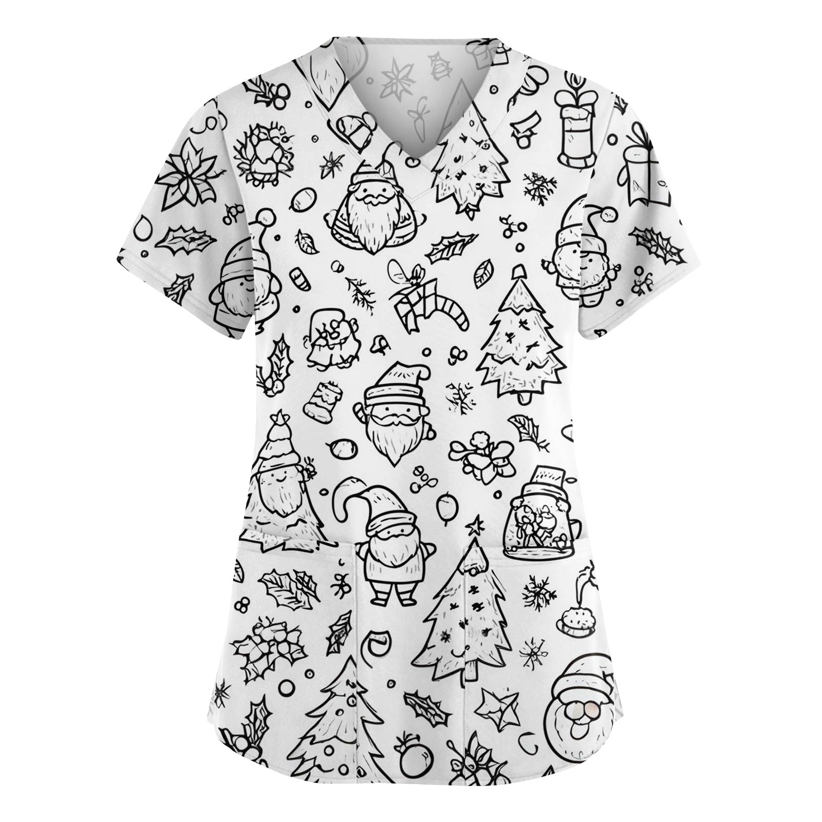 

Women s Fashion V-Neck Short Sleeve Overalls With Pockets Print Tops Clothes XXXXXL