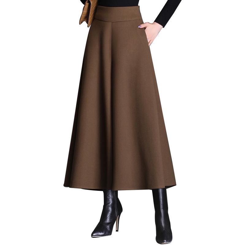 Women's Woolen Wide-Leg Cropped Pants - High-Waisted, Plus Size, Black Palazzo for Autumn/Winter 2025