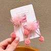 New Year Red Pom-pom Bow Hair Clips, Cute Princess Hair Accessories for Baby Girls, Festive Hair Barrettes for Toddlers