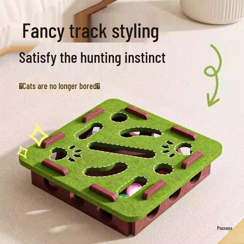 Cat Maze Toy: Educational Self-Entertainment Box with Teaser Bell Ball for Kittens and Young Cats