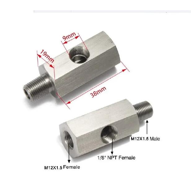Fori laterali in acciaio inossidabile 1/8"NPT femmina a M12 M10 M14 1/8NPT 1/4NPT connettore sensore pressione olio linea di alimentazione adattatore a T