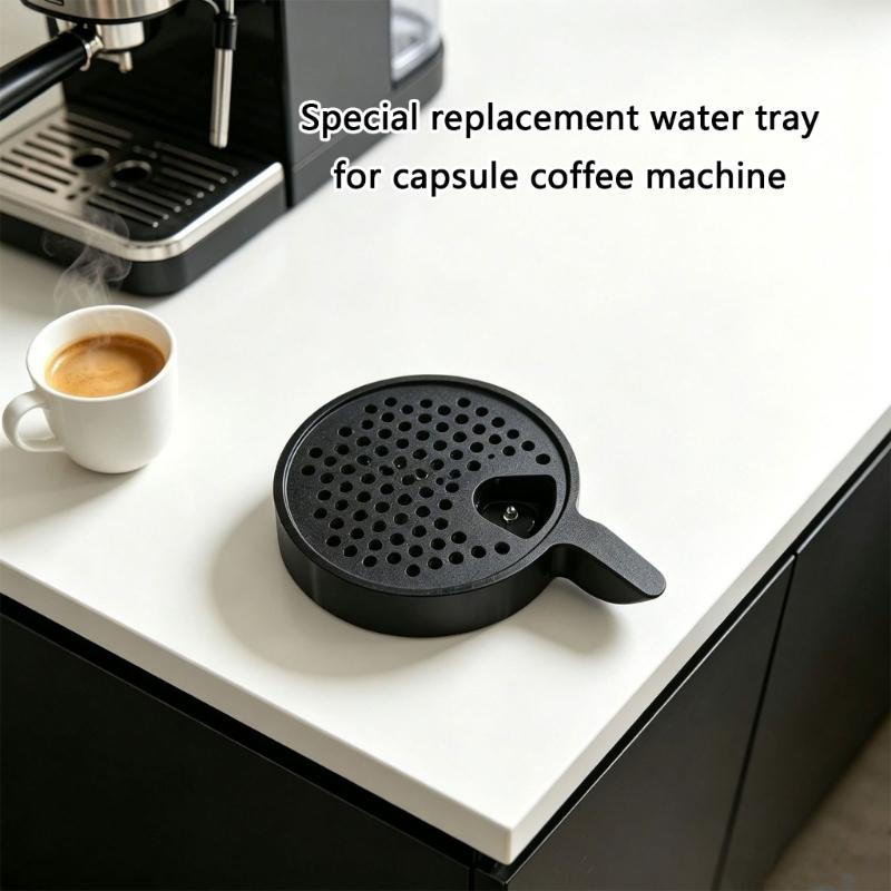 Kaffee-Station Auffangschale Ersatz, Schwarze Runde Schale mit strukturierter perforierter Gitterstruktur und Zuggriff für Kaffeemaschinenbereiche, 1 Stück