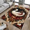 1PC Swan Floral Non-Slip Floor Carpet Compatible for Office&Living Room&Bedroom&Dining Room - Flat - Weave Machine-S0377