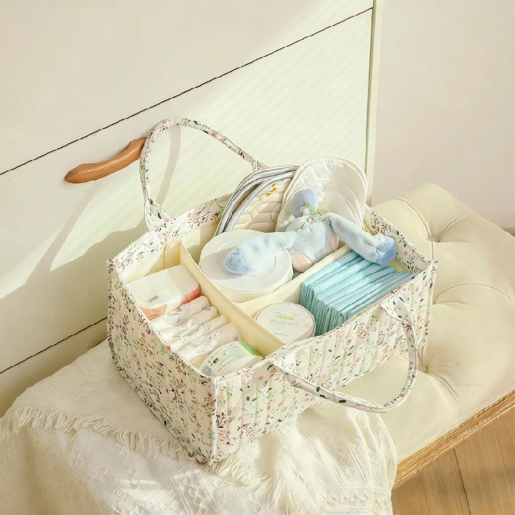 Floral Diaper Organizer Basket Practical Design For Neatly Storing Infant Supplies Diaper Basket Basket