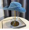 Vintage Washed Denim Bucket Hat Unisex Summer Sun Hat For Women Men Camping Cap With Uv Protection Western Cowboy Fisherman Hat