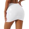 Womens Glossy Patent Leather Pencil Skirt Solid Color Miniskirt Elastic Waistband High Shine Finish for Club Party