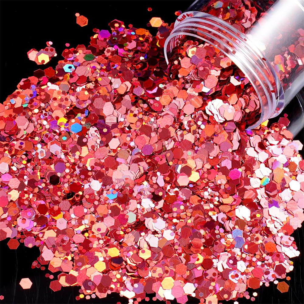 24g/Box Holographic Nail Art Glitter Hexagon Sequins Decorations Flakes Colorful Chunky Color Laser Sequins For DIY Epoxy Resin