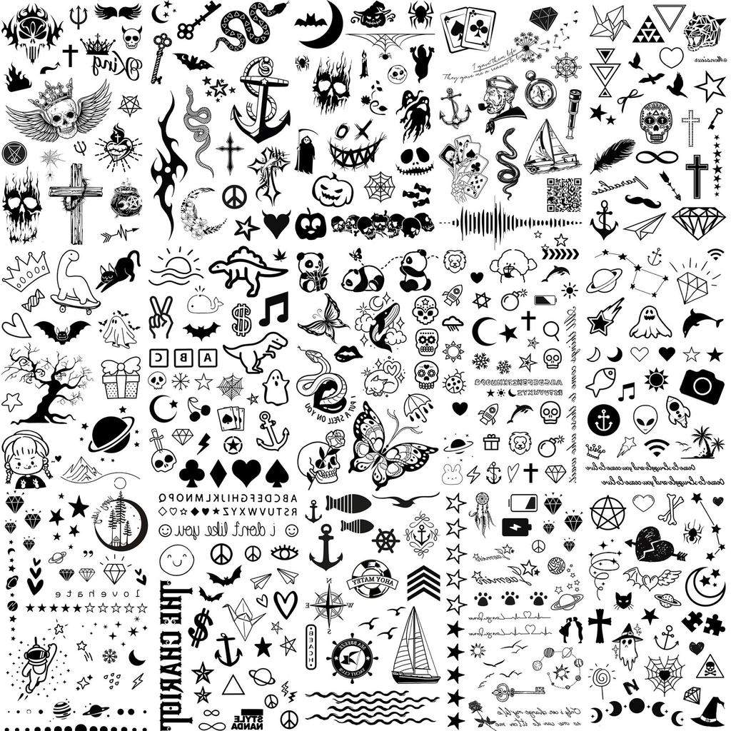 15 Blätter kleine temporäre Tattoos für Frauen Erwachsene Hände Hals Tattoo Aufkleber winzige frische Muster Mond Schmetterling gefälschte Tattoo Paste
