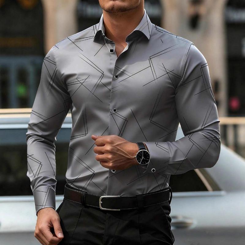 Herren Neue Frühjahrs- und Herbst-Langarmhemden mit Aufdruck Lässig Hochwertig Vielseitig Personalisierte Oberteile