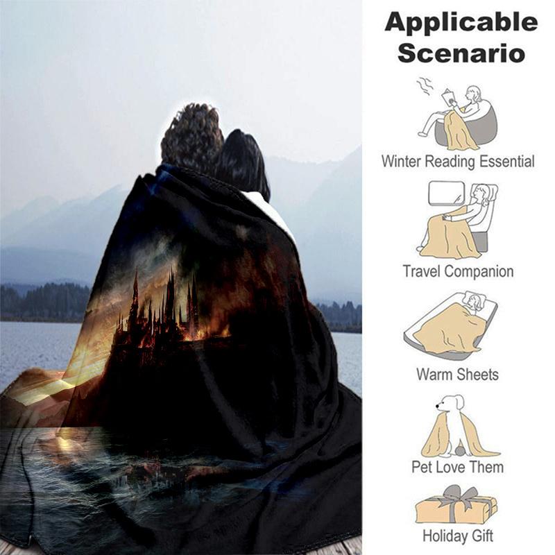 Hogwarts Castle Reflections: A Magical Night ScenePrint Blanket, Soft Blanket For Sofa Office Bed And Travelling Daughter Birthday Gift esj1