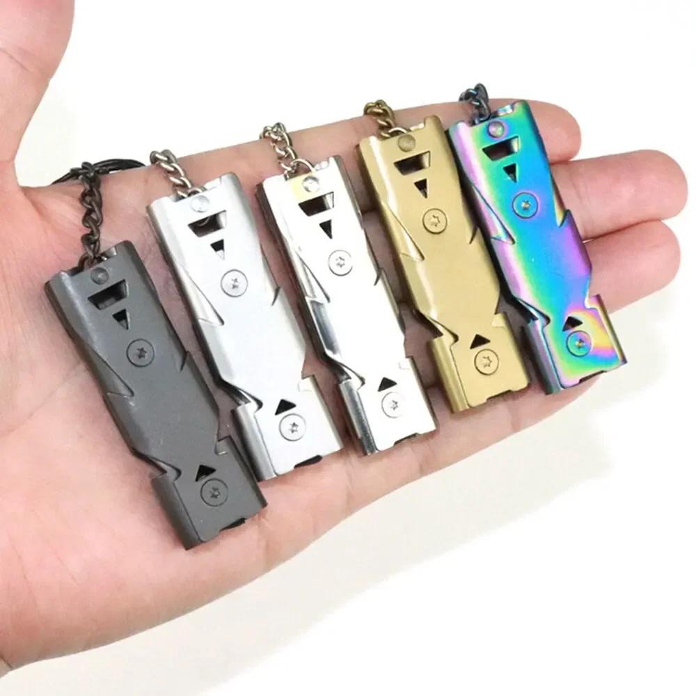 High Decibel Emergency Keychain Pendant Loud Outdoor Camping Tool Portable Multi Function Pack Double Tube Survival Whistle