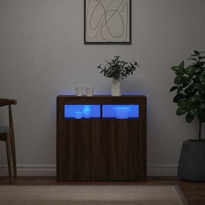 Buffet - MAISON EXCLUSIVE - 80 x 35 x 75 cm - Chêne marron - LED RVB - Bois d'ingénierie résistant à l'humidité