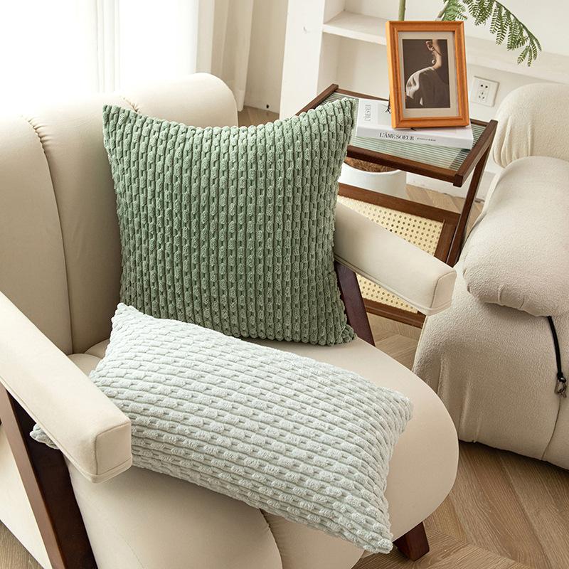 Corduroy Short Pillow Solid Color Modern Simple Sofa Pillow Cover Living Room Bedroom Decorative Pillow Cover Cushion Cover
