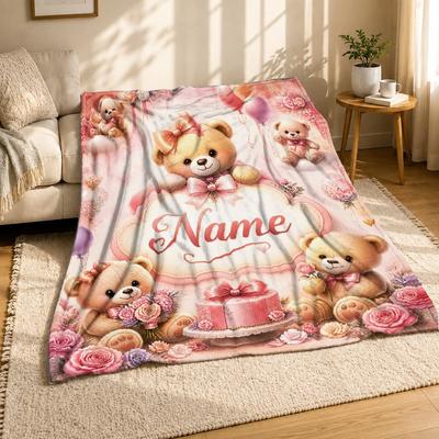 Personalized Teddy Bear Soft Fleece Blanket