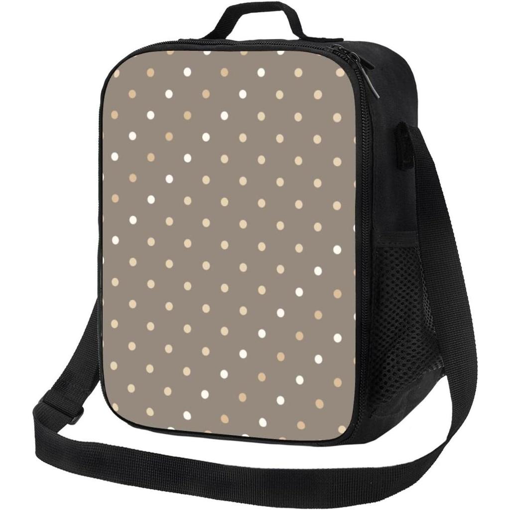 Dot Print Adult Lunch Box for Women Men Cooler Bag Insulated Small Tote Bag with Adjustable Shoulder Strap for Camping Travel