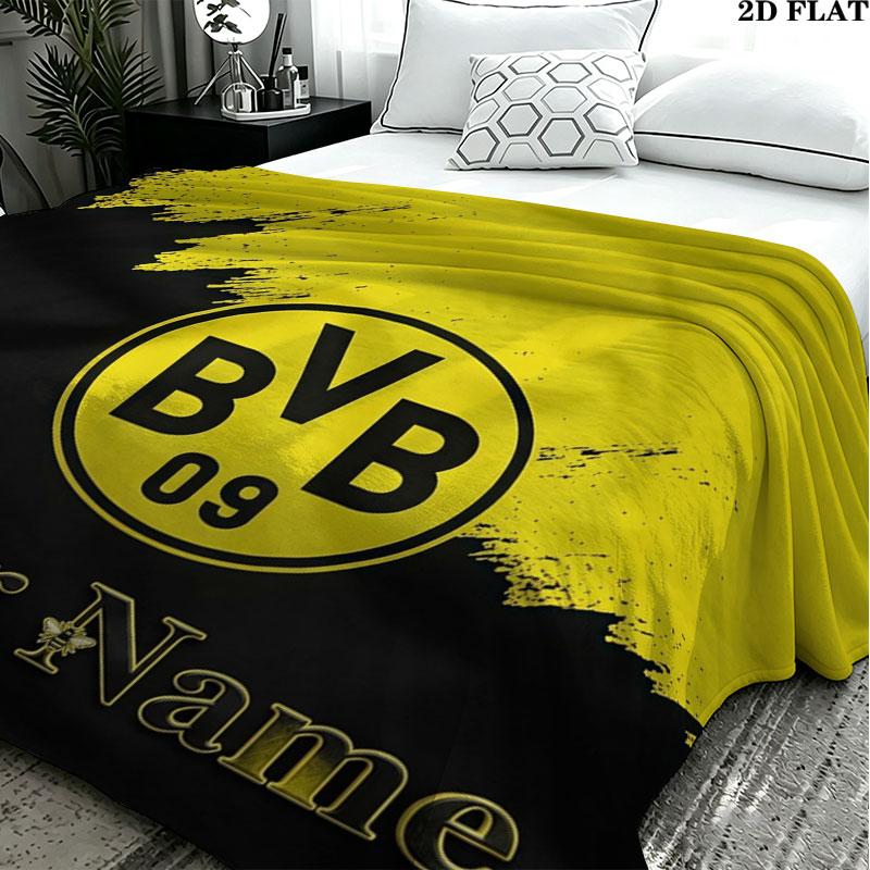1PC Borussia Custom Name Patterned Flannel Blanket Suitable For All Seasons for Home Decor Warmth and Comfort Gifts Holiday Present
