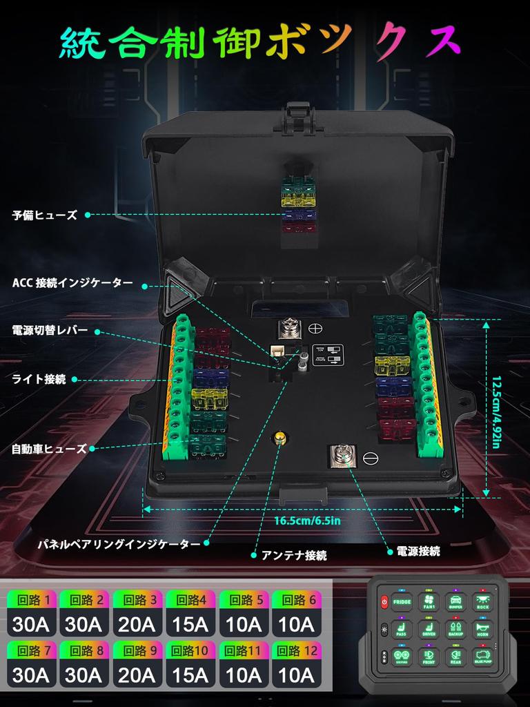 Chelhead Switch 328FT Remote Up To 4 Simultaneous IP65 for Relay Control System 12-Gang Panel, Wireless, Plastic, Control, Connections, 12-24V,