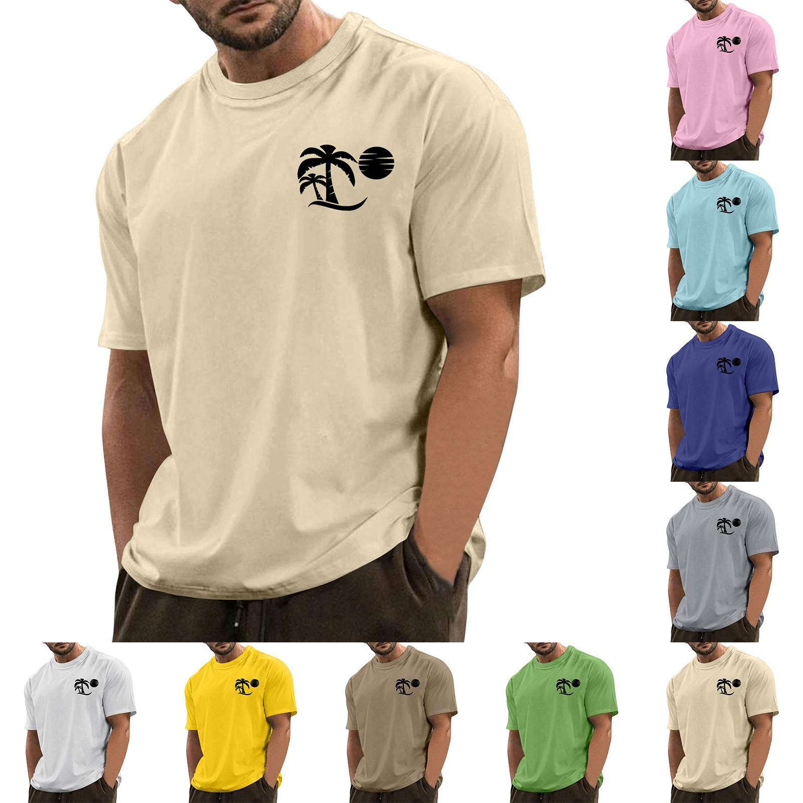 

Мужская модная повседневная футболка с круглым вырезом и короткими рукавами с гавайским принтом XXXL