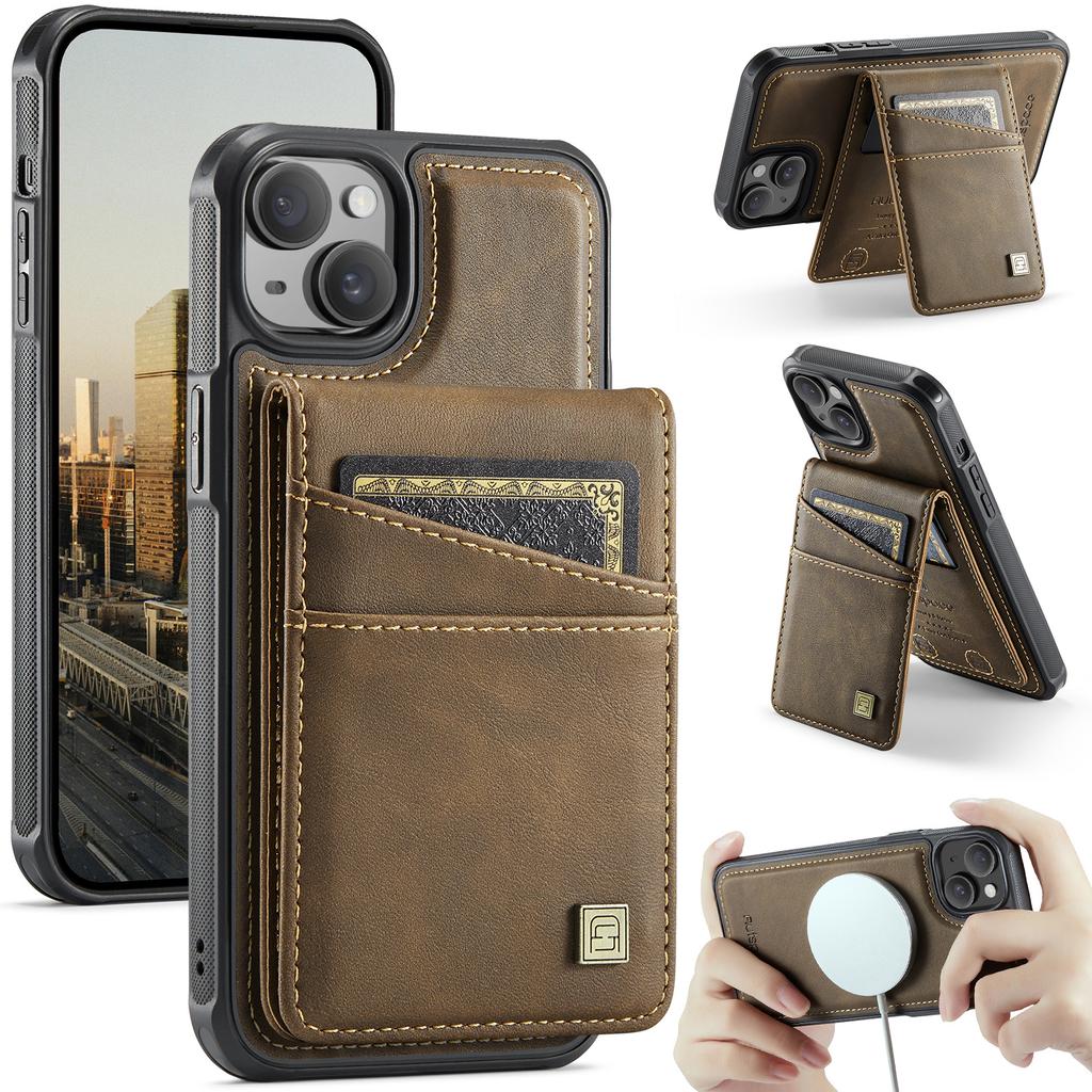 For iPhone 13 6.1 Inch Case AUTSPACE A12 Leather Phone Case with Detachable Card Bag
