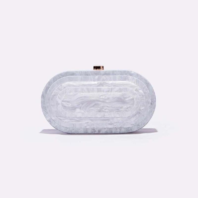 Summer Vintage Women Evening Bag Fashion Patchwork Acrylic Shoulder Chain Bag Elegant Party Clutch