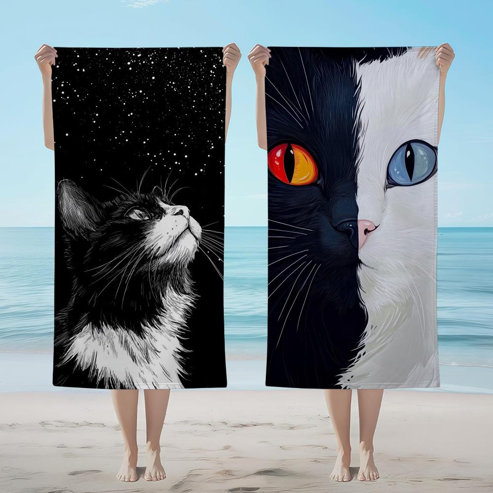 Towel Textile Bathrobe Beach Quick-Drying Lightweight Looks Cat Cool Portable Up Camping Swim Pool Travel