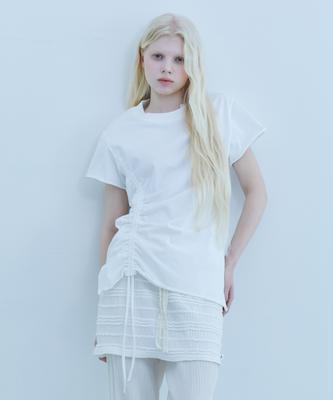 Telelu String Shirring T-Shirt White