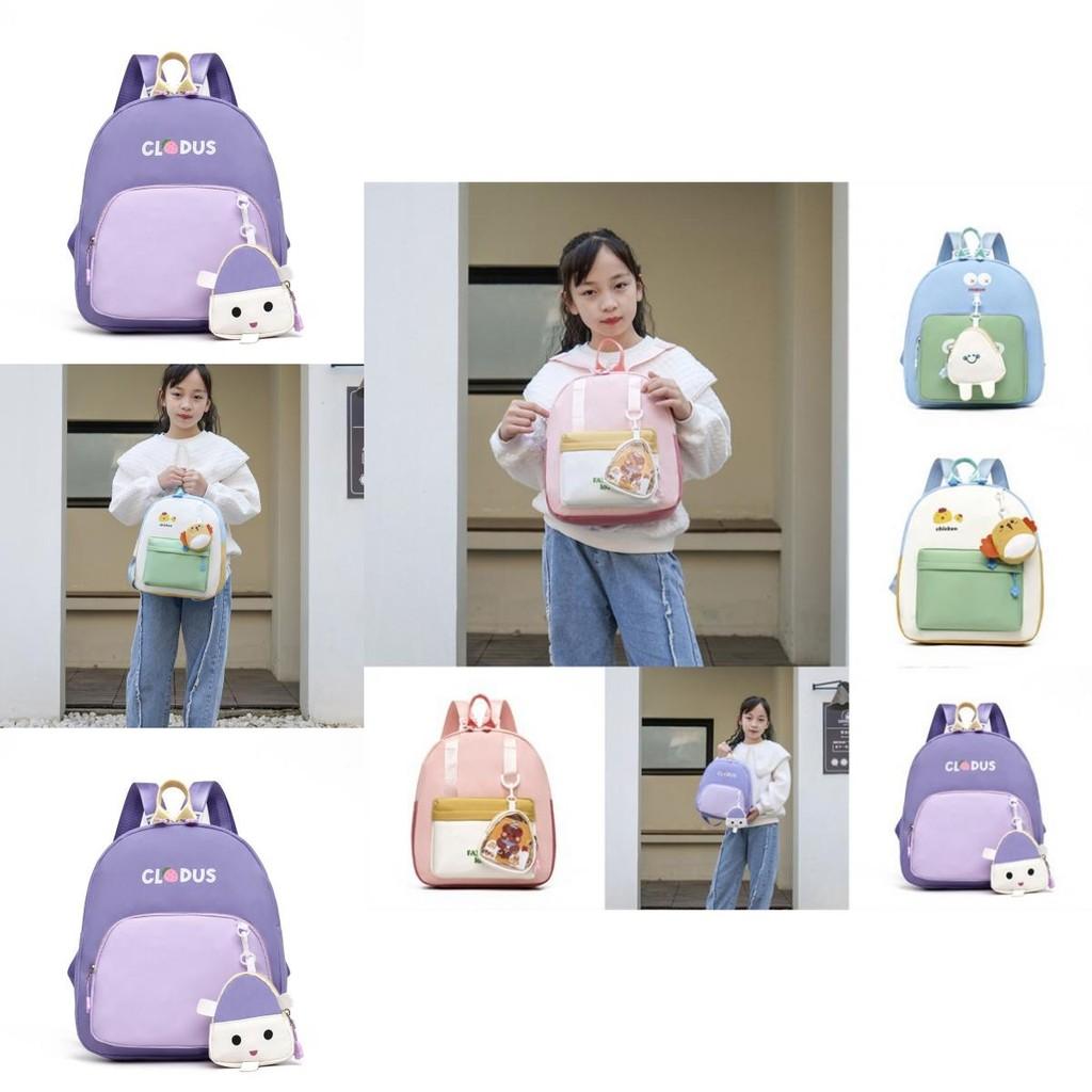 Charming Soft-backed Kids Backpack In Blue White Purple And Pink Colors For School
