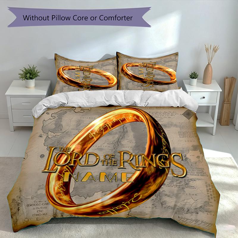 3pcs Custom Name The Fellowship of the Ring Bedding Set,Includes 1 Duvet Cover and 2 Pillowcases,All-season Bedroom Decor