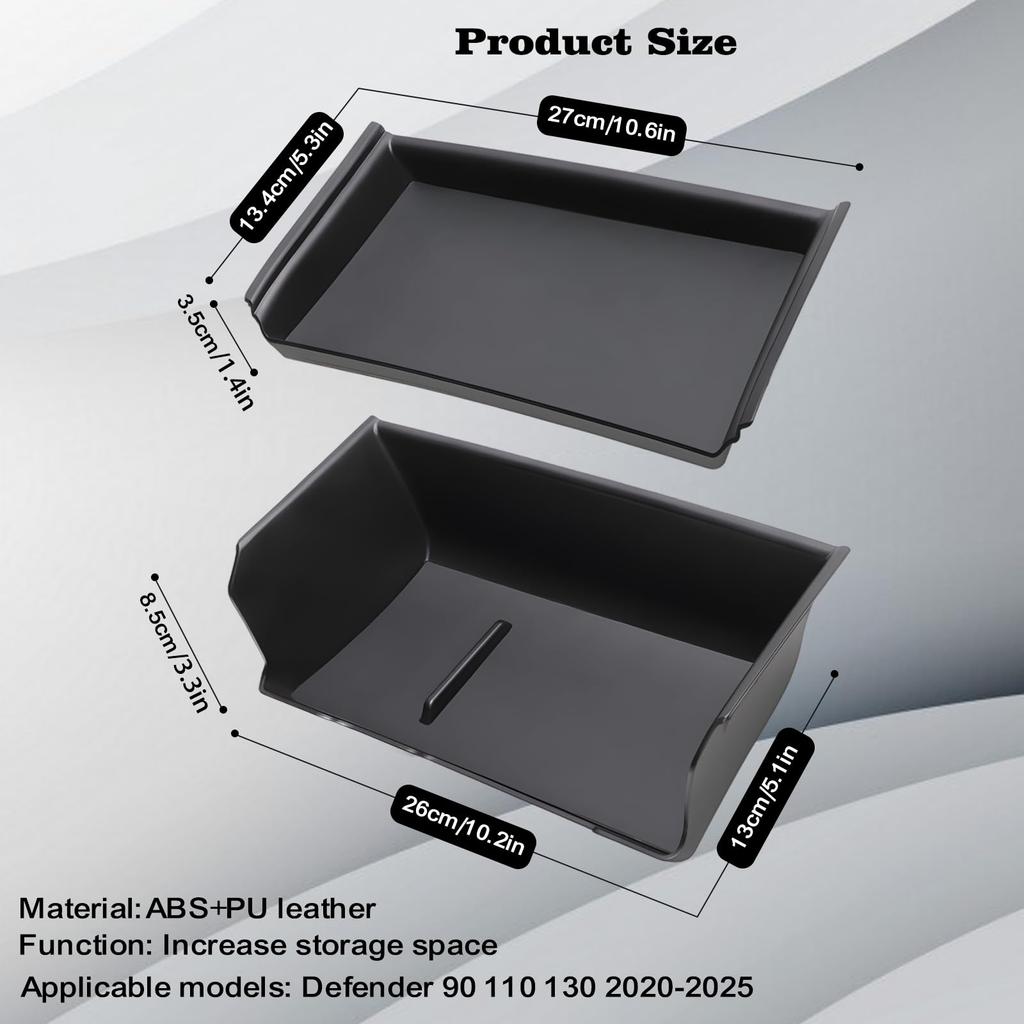 YEVEDUO Land Rover Defender 90 110 Accessories Center Console Organizer Tray Storage Box with Mat 2020-2024 Two-Tier Anti-Slip