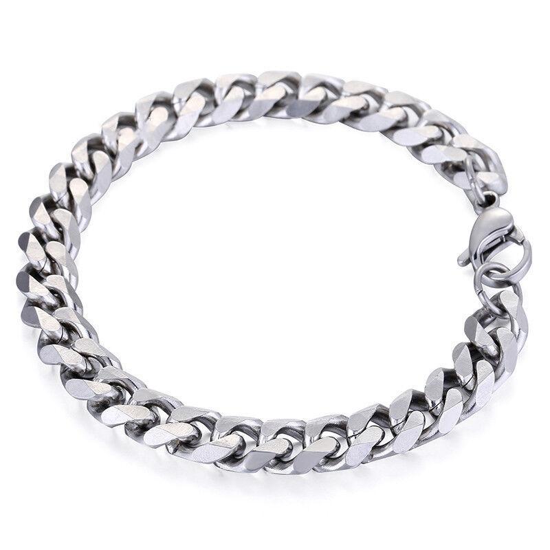 

Браслет с кубинскими звеньями из нержавеющей стали 3/5/7/9/11 мм, длина 22 см 9mm серебряный