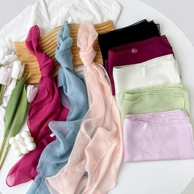 Solid Color Scarf Long Strips for Women Spring and Summer Color European and American Thin Scarf Neck Scarf Hair Strap Hair Strap