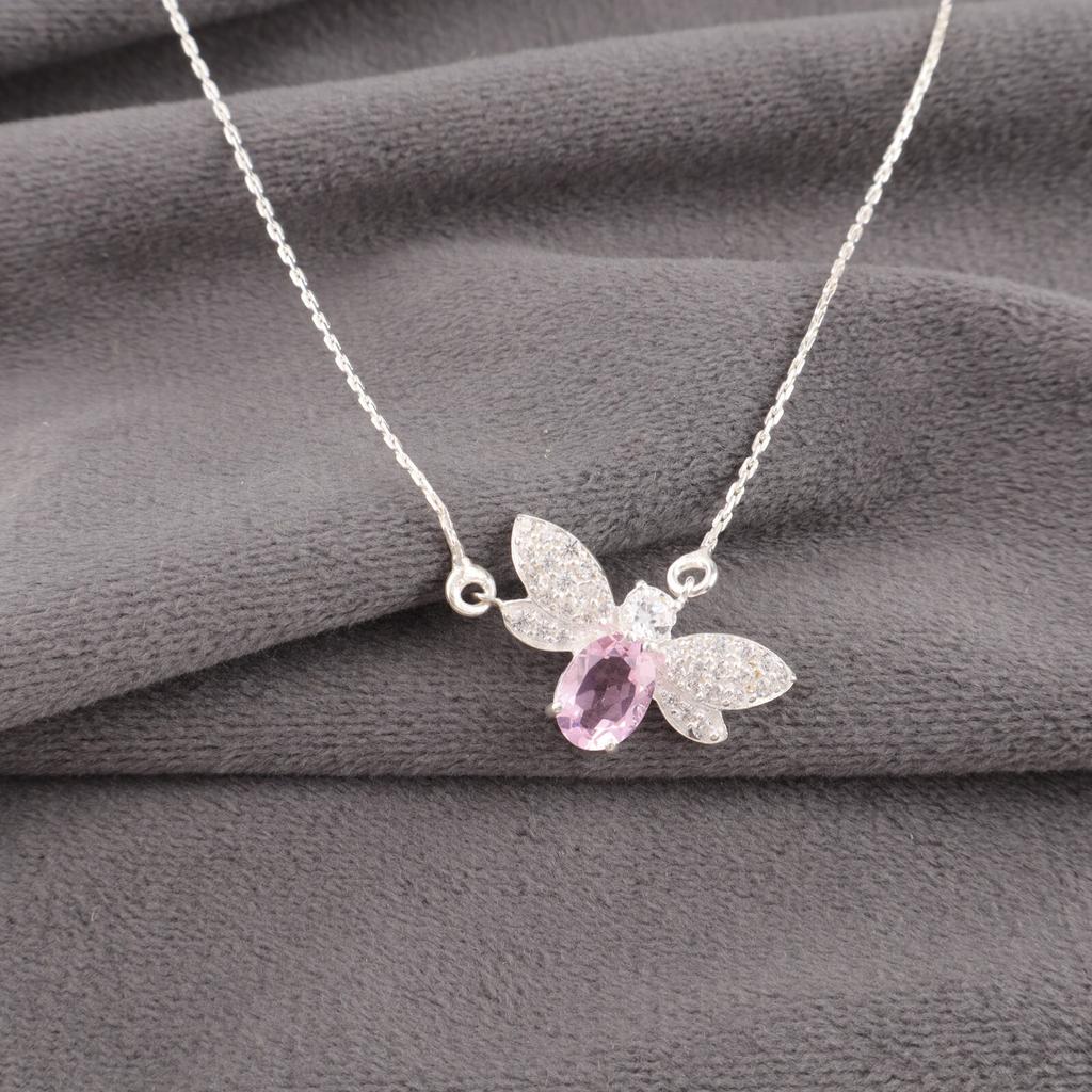 Beautiful Morganite Gemstone 925 Sterling Silver Jewelry Zircon Pendant 0.50" CZP-12-11
