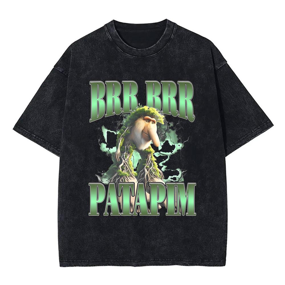 Italian Brainrot Bombardiro Crocodilo Vintage Washed Tshirts Crocodile Plane Bomber Funny Meme Tshirt Man Fashion Streetwear