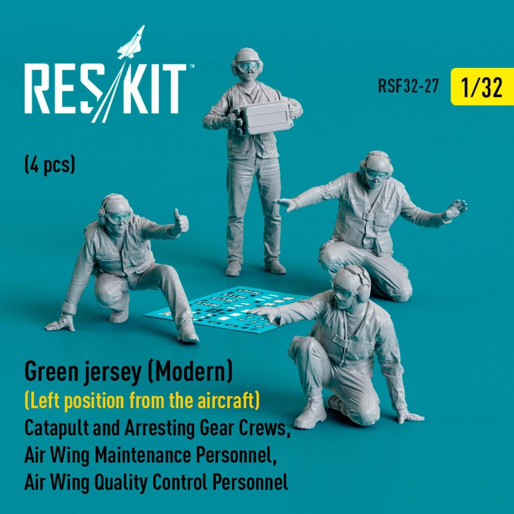 Reskit Aircraft Carrier Aircraft Maintenance Person Aircraft Left Side Pose 4 Piece Resin Kit 1/32 RSKF32-0027