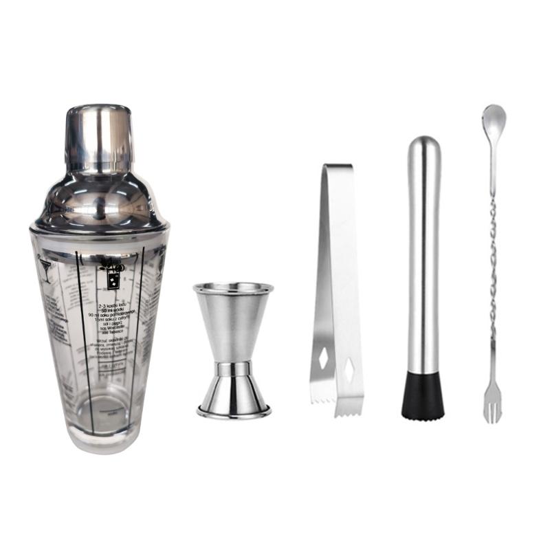 Elegant 400ml Cocktails Mixing Set Shaker Set Including Large Shaker Stirrer and Measuring Cup for Parties