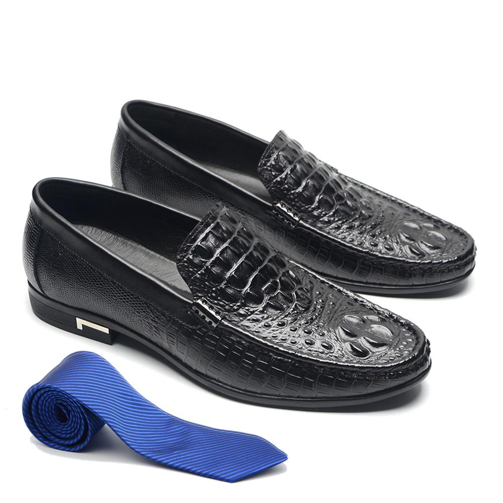 

Classic Luxury Designer Men s Shoes Crocodile Print Genuine Leather Casual Loafers Daily Slip-on Man Footwear Soft Lightweight 46