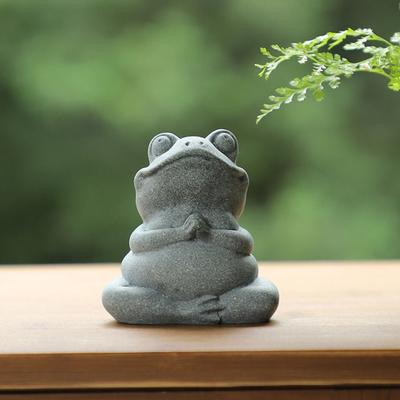 Zelený pískovec Meditační žába Ornament Sedící žába Figurka Socha Zvířecí socha Vnitřní Venkovní Akvárium Vodní zahrada Dekorace